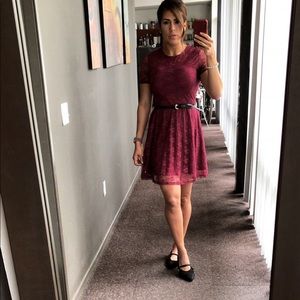 Burgundy sheer dress